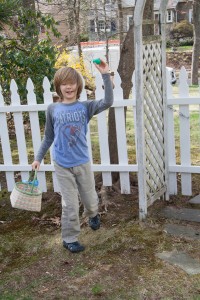 Kyle doing an Easter egg hunt at our house in Fanwood