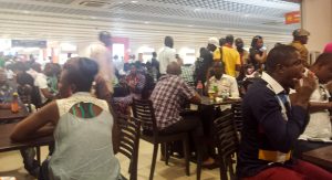 At a bar in Kinshasa Airport